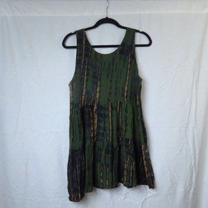 Boho Tie-dye Day Dress (Green and Tan)